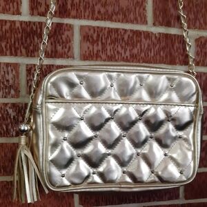 GOLD Quilted Tassel Evening Bag